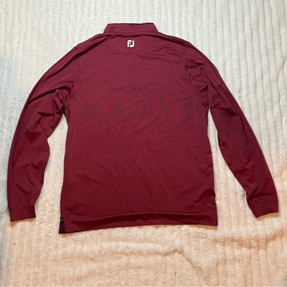 FootJoy FJ Long Sleeve Quarter Zip‎ Pullover Burgundy Red Navy Size Large - Picture 5 of 8
